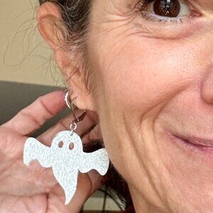 Handcrafted, Lightweight Spooky, Glittery Ghost Earrings!